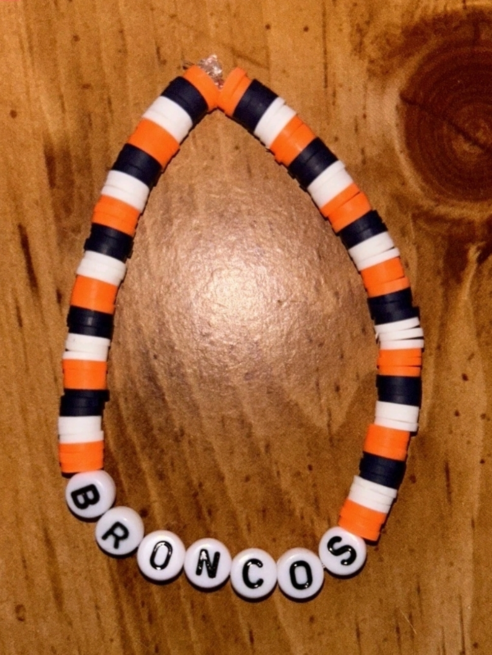 Denver 'Broncos' Inspired Handmade Clay Beaded Bracelet